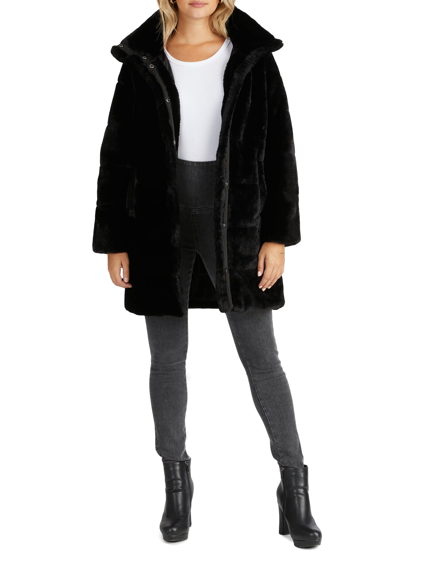 NVLT Women's Full Length Faux Fur Puffer