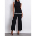 thumbnail image 4 of Faithtur Ensemble d'Été 2 Pcs pour Femmes Débardeur Sans Manches Contrasté Pantalon Large Tricoté, 4 of 9