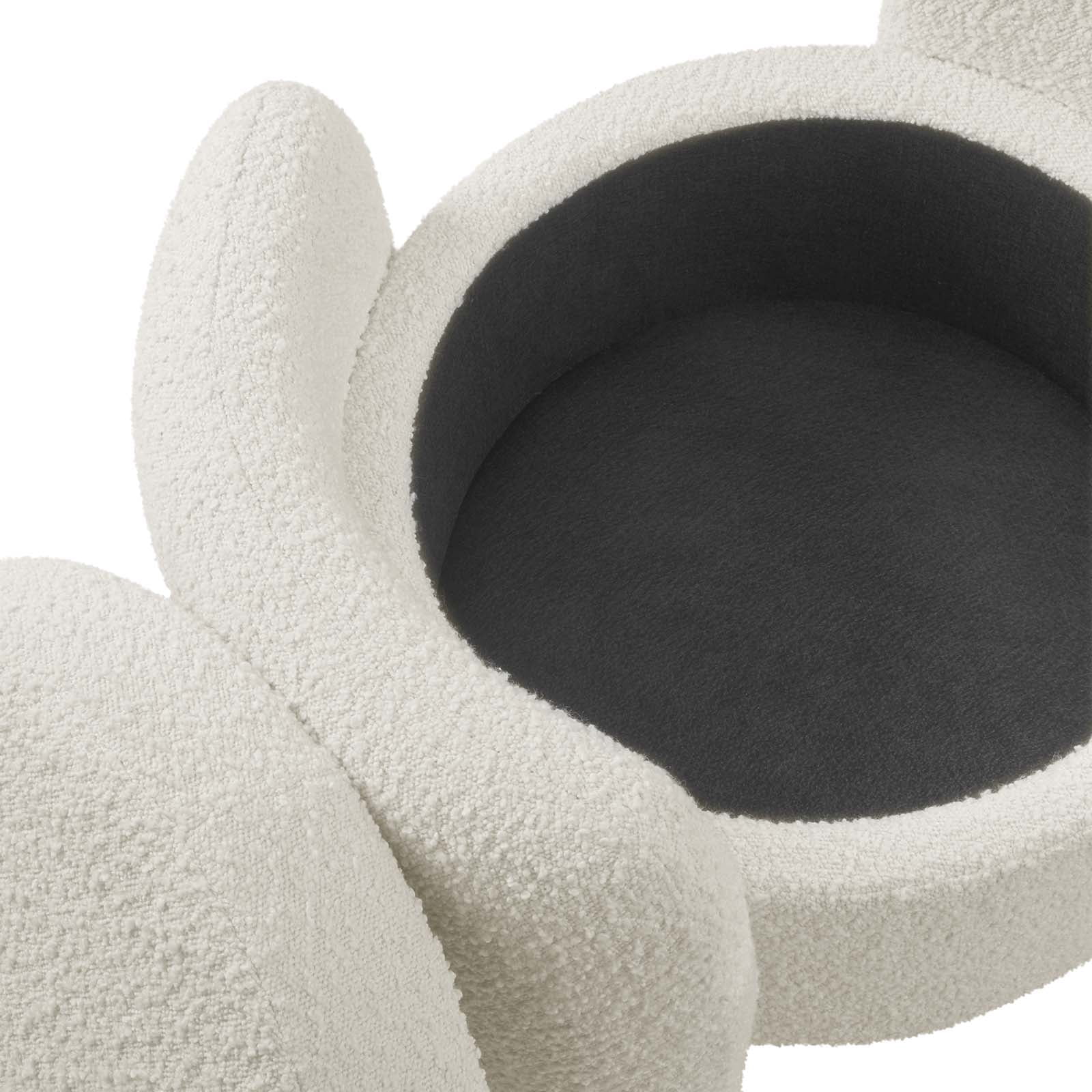 Modway Nebula Modern Boucle Fabric Upholstered Ottoman in Ivory
