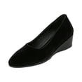 thumbnail image 3 of HTHLVMD Suede Wedge Heel Flats, Elegant Lightweight Anti-Slip Low Heel Wedge Loafers for Women, Comfortable Business Office Work Shoes, Round Toe Slip-On Wedge Pumps, Black 5.5, 3 of 4