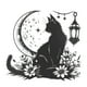 thumbnail image 5 of Pegatinas de pared con diseño de gato, y flores, accesorios de decoración de dibujos animados, calcomanías modernas extraíbles para TV, pared,, 5 of 9