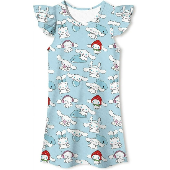 Kawaii Cartoon Dress Women Pink Cute Funny 3D Print Princess Dress Anime Dress Clothes Square Neck TV Cartoon Casual Dress Birthday Gift