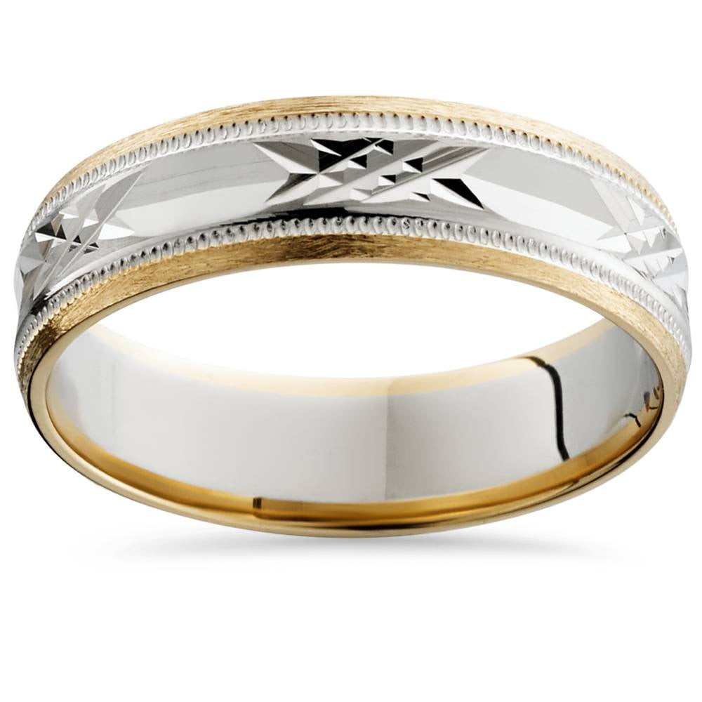 men's white and yellow gold wedding bands