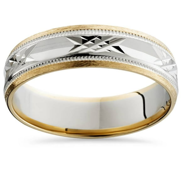 Pompeii Mens Two Tone 6mm Wedding Band 14K Gold (,)