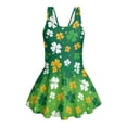 thumbnail image 4 of Uourmeti Girls' Shamrock Clover Skirted One-Piece Swimsuit - Quick Dry Soft Stretch Swim Dress for Beach, Pool & Summer Vacation, 4 of 8