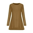 thumbnail image 4 of HAiming Women's Tunic T-Shirts Solid Color Round Neck Long Sleeved Pullover Tops 2025 Casual Plus Size Loose Blouses, 4 of 6