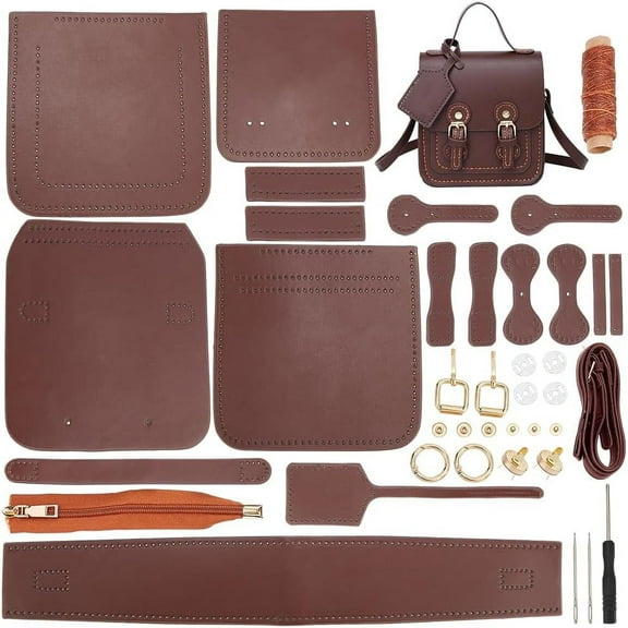 DIY Leather Shoulder Bag Making Kit PU Leather Crossbody Bag Sewing Pattern Handicraft Women Messenger Bag Purse Making Supplies