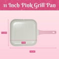thumbnail image 5 of Paris Hilton 11 Inch Ceramic Nonstick Cast Aluminum Grill Pan, Pink, 5 of 6