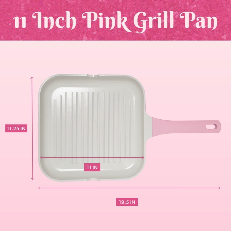Paris Hilton 11-Inch Ceramic Nonstick Grill Pan, Pink photo 5