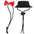 thumbnail image 1 of Conjunto de sombrero y pajarita para hámster, ajustable y cómodo, ideal para conejos, hámsteres y cobayas (sombrero negro y pajarita roja)., 1 of 14