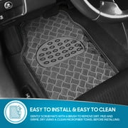 BDK Universal Fit 4-Piece Set Metallic Design Car Floor Mat - Heavy Duty All Weather with Rubber Backing (Carbon), MT-642-CB
