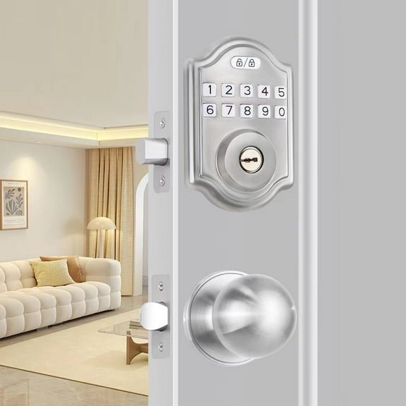 Keyless Entry Door Lock, Electronic Keypad Deadbolt with Door Knob, Deadbolt Smart Door Lock for Front Door, Front Door Lock Set, Auto Lock, Easy Installation