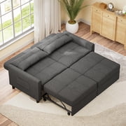 3 in 1 Convertible Sofa Bed, 58 Sectional Sleeper Sofa with Adjustment Backrest & Side Pocket, Pull out Couch for Living Room, Bedroom, Apartment, Dark Gray