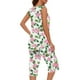 thumbnail image 4 of Conjunto de Ropa de Estar de Mujer Cuello Redondo Impresión Blusa sin Mangas Pantalones Cortos, Pantalones de Cintura Elástica para las Mujeres, 4 of 7