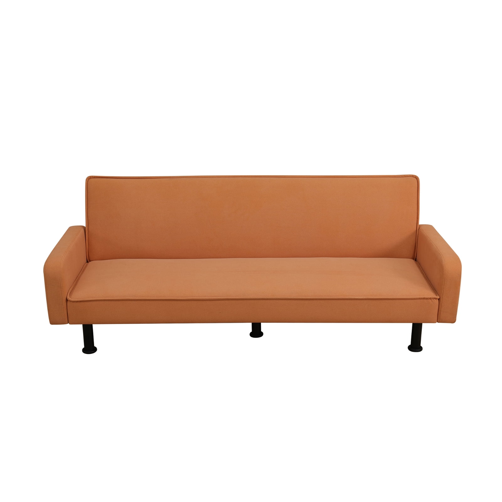 Futon Sofa Bed, Velvet Comfy Futon Couch Bed Convertible Sleeper Sofa with Adjustable Backrest, Orange