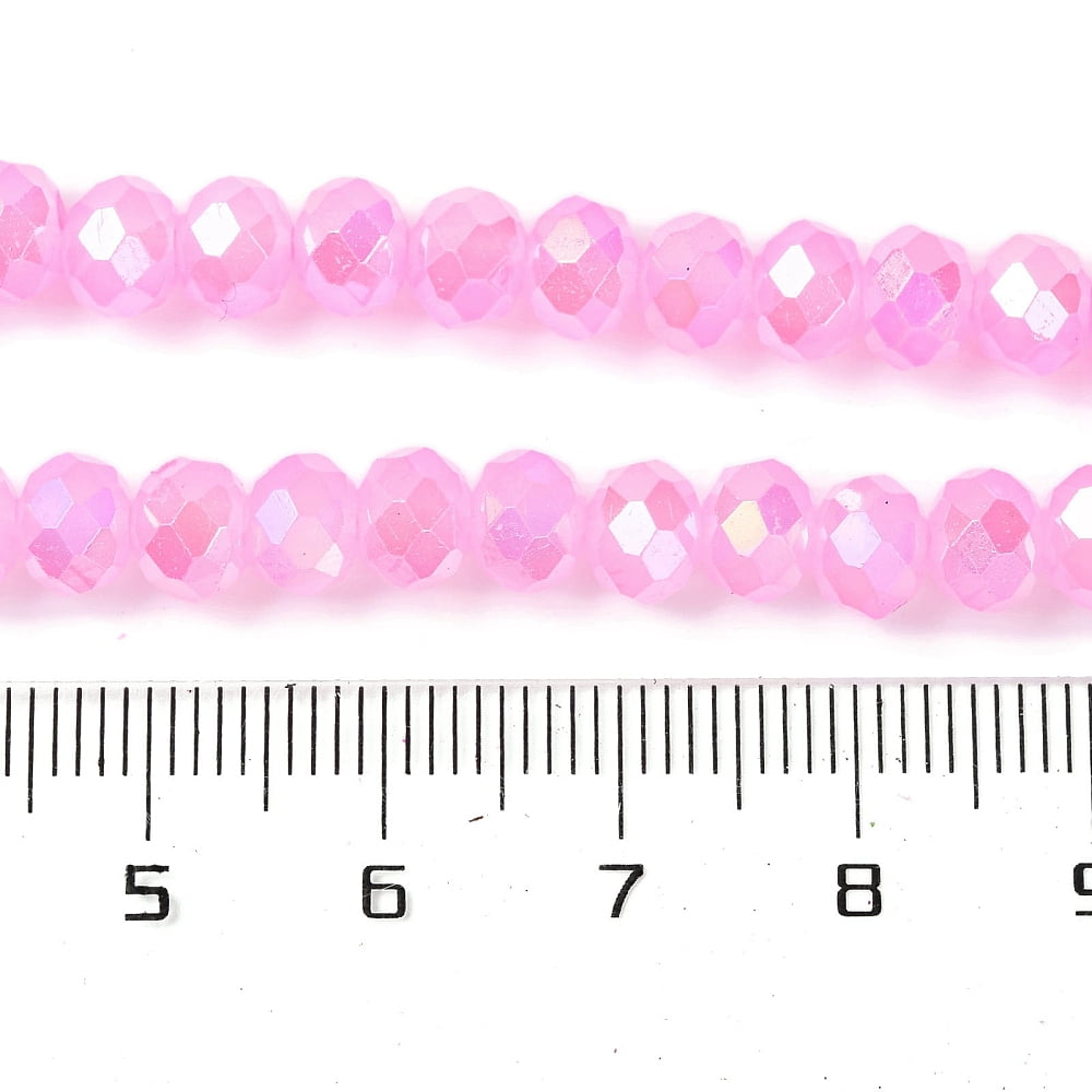 20Strand Baking Electroplate Glass Beads Strands AB Color Faceted Round Pearl Pink 6x5mm Hole: 1mm about 83~84pcs/strand 16.14''(41~41.5cm)