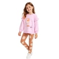 thumbnail image 2 of HILEELANG little Girl Sweatshirt and Leggings Set（Age:2-7Y) – Lotus leaf Long Sleeve Pink Fairy Dance Pullover and Brown Pants, Fall Winter for Kids 6T, 2 of 10