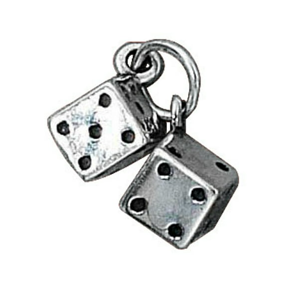 Sterling Silver 16" .8mm Box Chain 3D Small Pair Of Craps Dice Good Luck Pendant Necklace