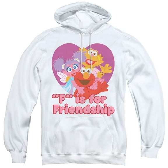 Sesame Street Friendship Adult Pullover Hoodie Sweatshirt White