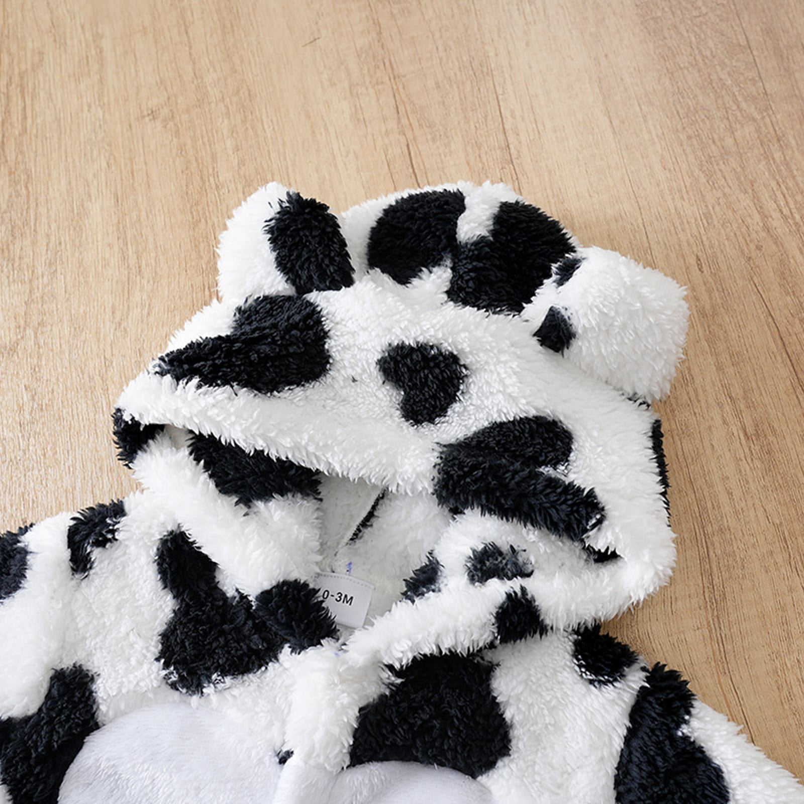 XDZJLR Fleece Baby Pajamas Flannel Hooded Romper Jumpsuit With Heart Print Lined Outfit Toddler Winter Fall Home Outdoor Play Black 3-6 Months