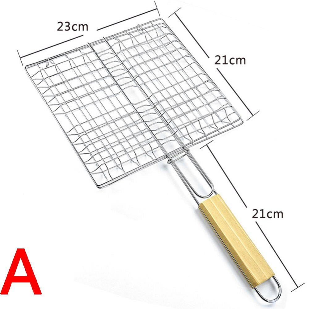 Delivery on time!!Fish Grill Net Nonstick Fish Grilling Basket Wood
