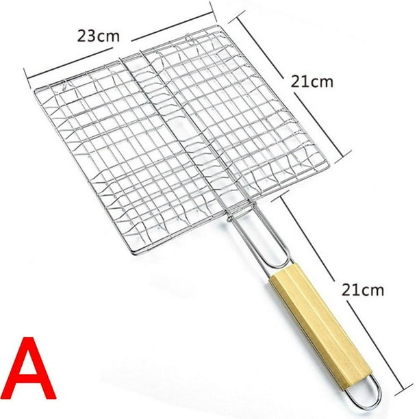 Delivery on time!!Fish Grill Net Nonstick Fish Grilling Basket Wood