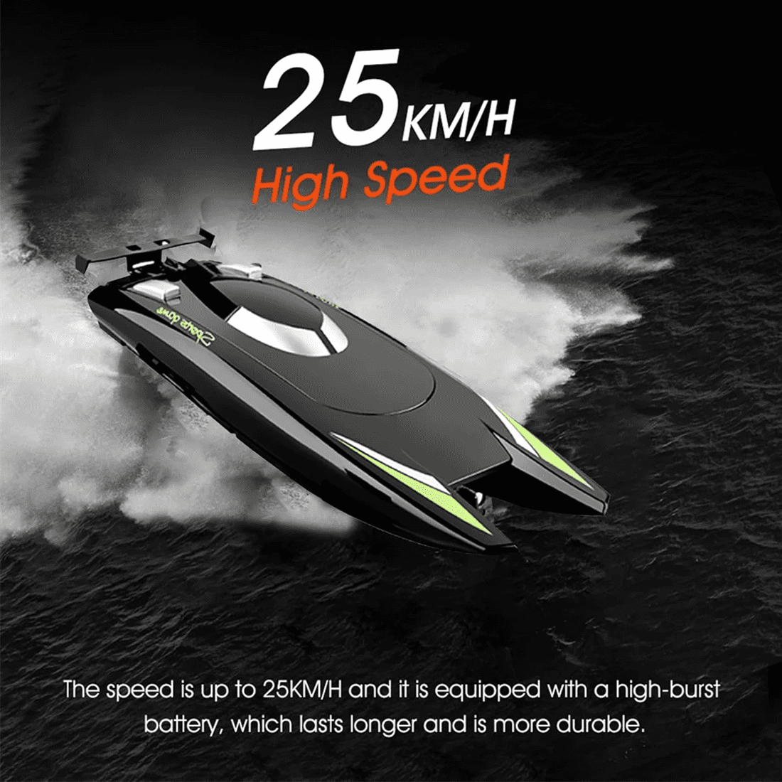 Dual Motor RC Boat, 2.4G Electric Waterproof Remote Control Boat Model, 30 KM/H High Speed Racing Speedboat