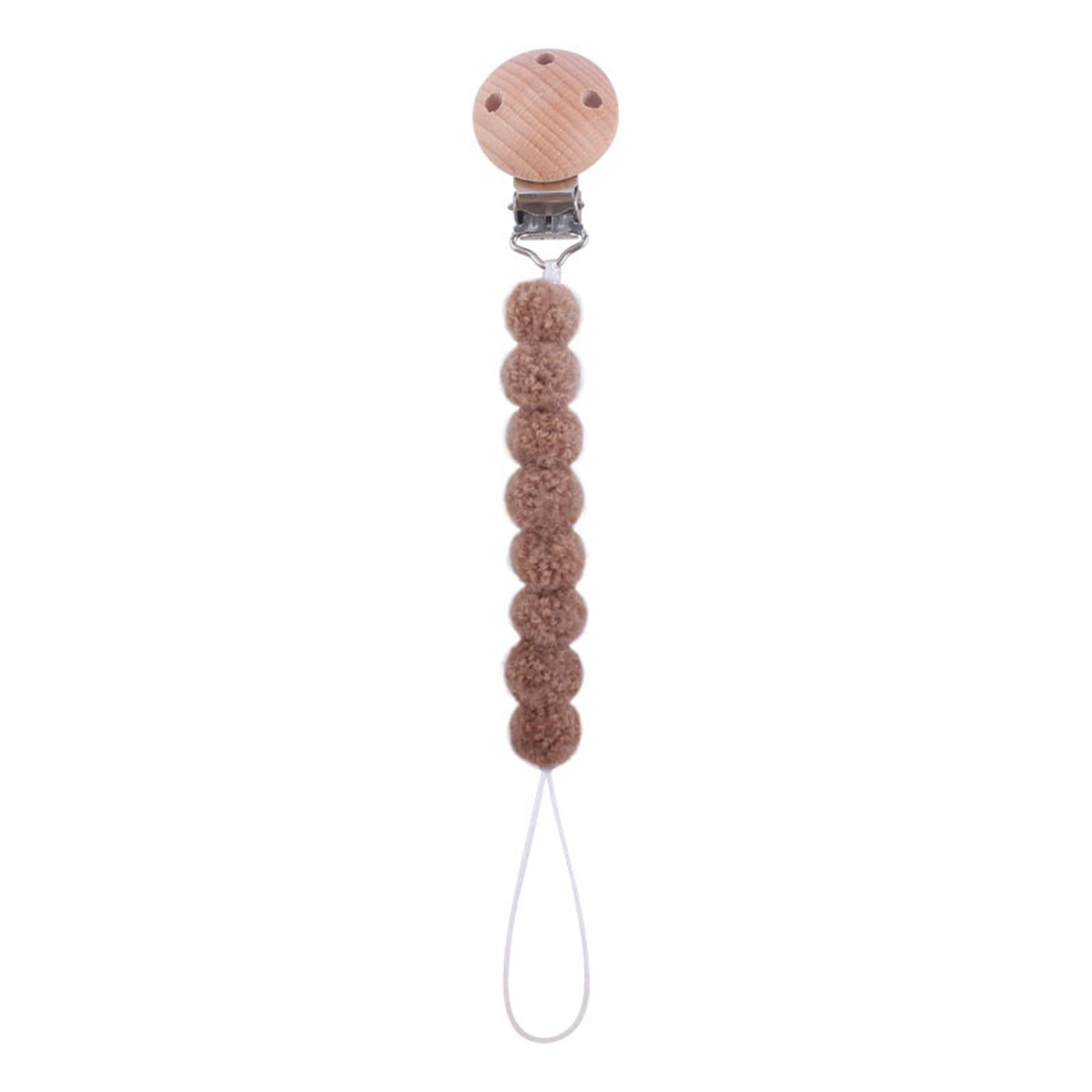 Baby Infant Toddler Dummy Pacifier Wooden Soother Nipple Clip Chain Holder Strap 