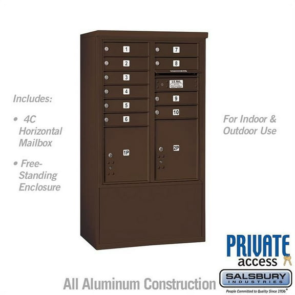 Salsbury Industries  31.75 x 52.875 x 18.5 in. Free-Standing 4C Horizontal Mailbox Unit - Front Loading - Private Access, Bronze