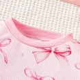 thumbnail image 4 of GYRATEDREAM Infant Baby Girl Valentine's Day Outfit Ruffle Long Sleeve Crewneck Bow Print Sweatshirt Top and Elastic Pant 2Pcs Set Toddler Spring Fall Clothes Pink for 0-3Y, 4 of 8