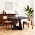 thumbnail image 7 of KIOOTTO 47" Round Dining Table for 4-6, Black Farmhouse Kitchen Table with Pedestal Base, 7 of 7