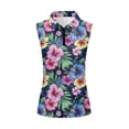 thumbnail image 2 of Uorisanigo Colorful Hibiscus Womens Hiking Running Workout Tops for Tennis Hiking & Outdoor Sports Comfortable Womens Golf Shirt Sleeveless Zip Up Shirts Daily Wear, 2 of 7