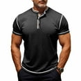 thumbnail image 2 of LpwkSSA Men Casual Round Neck Printing Pullover Fitness Sports Shorts Sleeves T Shirt Blouse Black L, 2 of 9