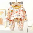 thumbnail image 2 of Quealent Toddler Baby Boys Girls 2PC Animals Sleepwear Cotton Pajamas Set Kids Loungewear Long Sleeve Pullover Top+Pants (Orange, 7-8 Years), 2 of 4