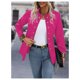 thumbnail image 5 of Blazer SweatyRocks para mujer, con botones abiertos en la parte delantera, poliéster rosa intenso, 5 of 6