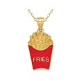 thumbnail image 1 of 14K Yellow Gold Red Enamel French Fries Charm Pendant Necklace with Chain, 1 of 2