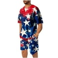 thumbnail image 3 of UVEASISHA American Flag Sweatsuits for Men 2 Piece Shorts Set 4th of July Tie Dye Print Tshirt and Short Pant Matching Sets Summer Casual Beach Outfits with Pockets Multicolor#2 4XL, 3 of 8