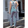 thumbnail image 2 of Checkered Pants Womens Overalls Denim Bib Coveralls Cute Stretch Jeans Jumpsuits(Pink and Green Checkered,XS), 2 of 13