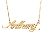 18k Gold Plated Anthony Name Pendant Necklace Jewelry for Girls Womens
