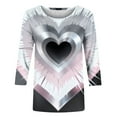 thumbnail image 5 of Vetsdori Womens 3/4 Sleeve Blouses Gifts for Girlfriend Pullover Casual Graphic Valentine Heart Print,Fashion Crew Neck Tops for Junior Cute, 5 of 6