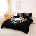 thumbnail image 3 of Homewish Gothic Halloween Skull Bedding,3D Skeleton Pattern Duvet Cover Full,Black White,Black Reversible,3pcs,1 Duvet Cover and 2 Pillowcases, 3 of 6