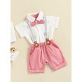 thumbnail image 4 of Musuos Baby Boy Gentleman Suit, 0-3 Years Long Sleeve Lapel Neck Button Romper Shirt with Suspender Pants Spring Summer Outfit, 4 of 10
