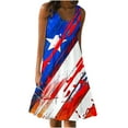 thumbnail image 2 of CFLVAEK Womens American Flag Dress Plus Size 4th of July Patriotic Dress Flowy Tiered Scoop Neck Dresses Casual Sleeveless A Line Sundress Beach Vacation Tank Midi Dress XXXL, 2 of 5