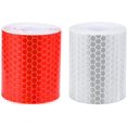 thumbnail image 1 of Dinheiro Cinta Reflectante, 2 Piezas 5 cm × 3 Metros Cinta Reflectante Etiqueta Autoadhesiva Alta Visibilidad para Vehículos Coches Remolques Bicicletas Cascos - Blanco y Rojo, 1 of 5