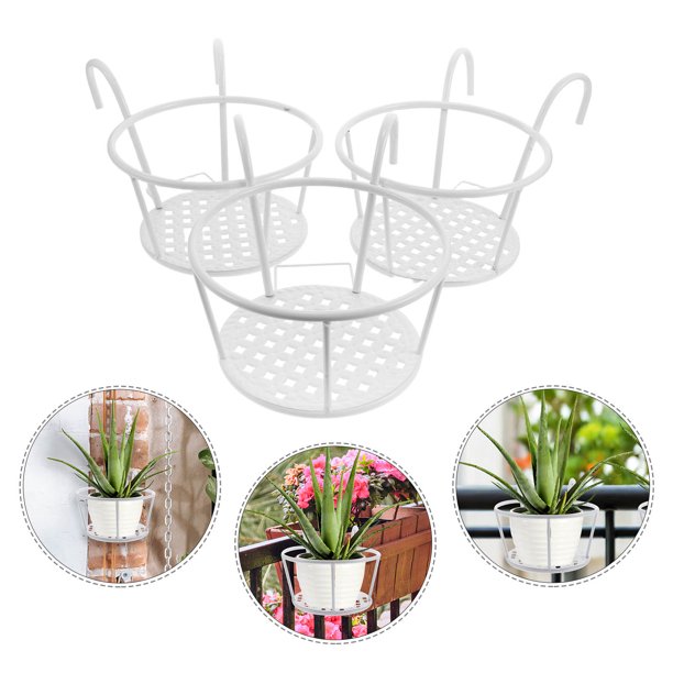 PTOOTP 3Ud Estante Colgante Metálico Para Macetas Ideal Para Balcones Con Estructura Reforzada