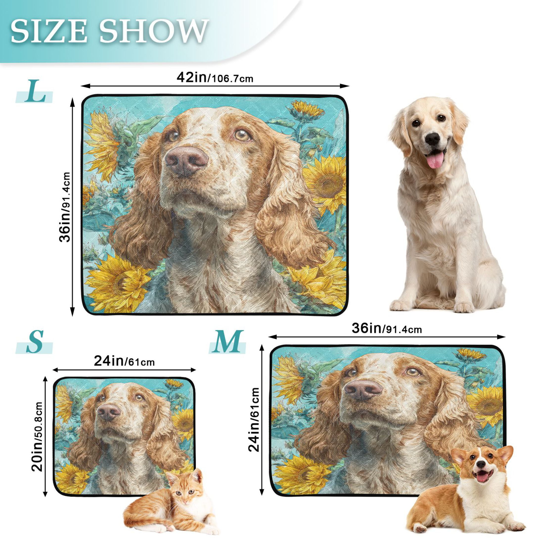 Qxltty Cocker Spaniel Dog Cat litter Pads Pet Set of 3 Diaper Mats Center Anti-leakage Layer Absorbent Soft and Comfortable