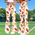 thumbnail image 5 of Momihoom Women's Football & Bow Print Flared Leggings, Casual Stretch Pants for Game Days and Everyday Wear, 5 of 9