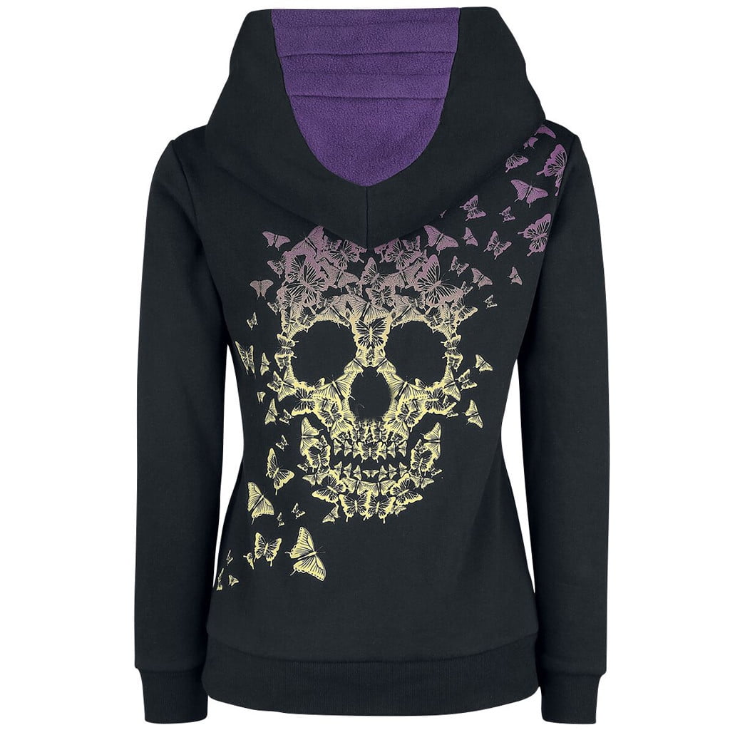 skull print hoodie