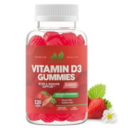 Vitamin D3 5000IU/10,000IU Gummies for Kids & Adults (120 Count) – Immune System, Bone & Joint Support – Gluten-Free, Non-GMO – 120 count