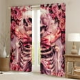 thumbnail image 3 of Feelyou Pink Bowknot Skeleton Black Out Curtains for Teen, Romantic Rose Floral Curtains Pack of 2 (42x63 Each), Gothic Valentine's Day Bedroom Curtains, Window Curtains Decor, 3 of 7